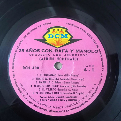 Los Melódicos Con Rafa Galindo Y Manolo Monterrey Vinilo (Usado)