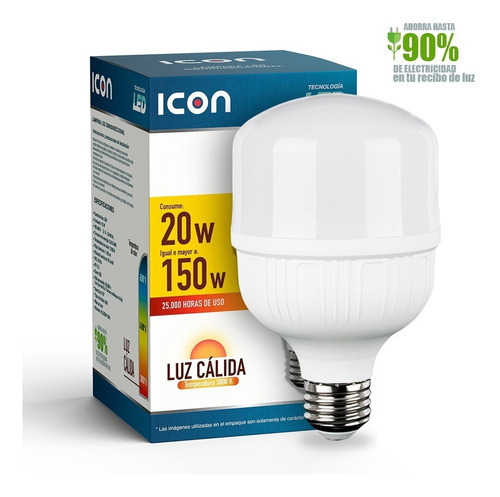 Foco led Icon ICT1W-20W Bulbo color blanco cálido 20W 127V