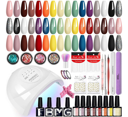 Kit Esmaltes Semipermanente 40 Piezas Con Lampara Uñas 48w