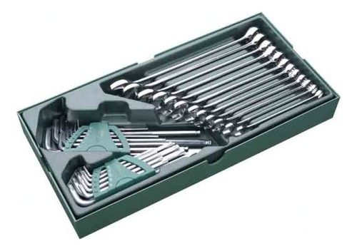 Bandeja Sata Llaves Combinada Y Hexagonales Allen ,torx 30pc Color Verde