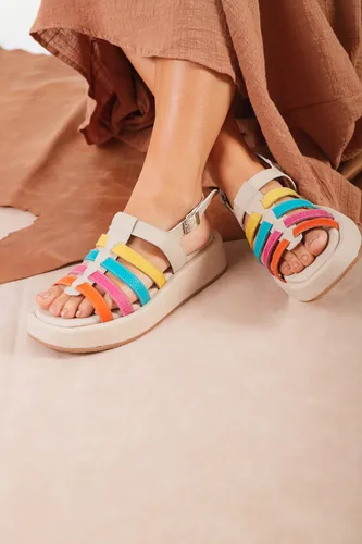 Sandalias Franciscanas Mujer Cuero 100% Plataforma Moda Roma