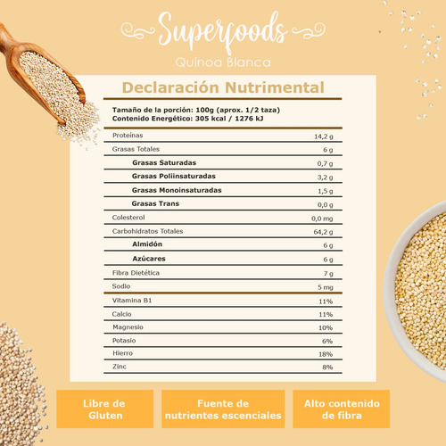 Benmart Quinoa Blanca 350gr -4 Pack- Recibes En Total 1.6kg