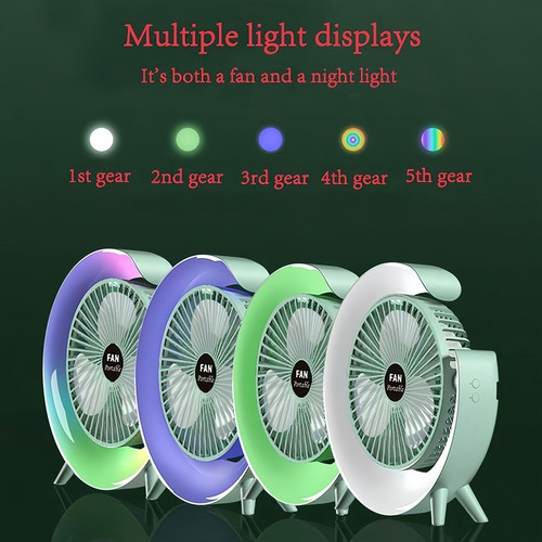 Luz De Noche Con Luz En Forma De Luna, Ventilador Portátil