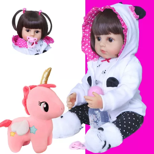 Bebê Boneca Reborn 46cm Super Realista Real Roupa Estilo Urso Panda Baby  Lol Promoção - Urso de Pelúcia Gigante Panda Loja Online - Oficial Curitiba