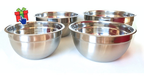 Imagen 4 de 5 de Set X3 Bowl Acero Inoxidable Batidor Reposteria Reforzado