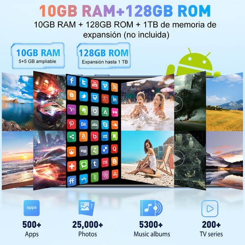 Teléfono móvil Xgody V50 10+128 GB Ram Dual Sim 6.5 pulgadas Hd Android 12 teléfono celular con reconocimiento facial 4500 mah con GPS azul