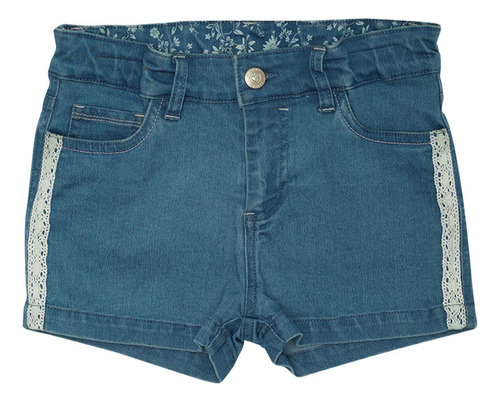 Short Mezclilla De Niña Con Cinta Macramé Pillin