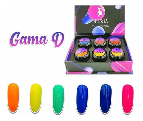 Gel Painting Para Uñas X 6 Piezas Marca Mussa Manicure Dam