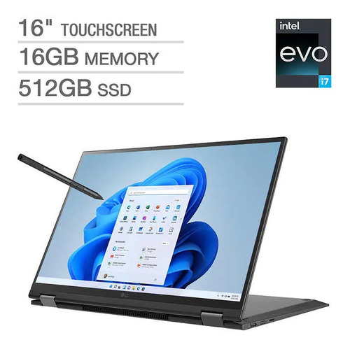 Imagen 2 de 8 de Laptop LG 16 I7-1260p 2 In 1 Touch 512gb Ssd 16gb 12 Gen.