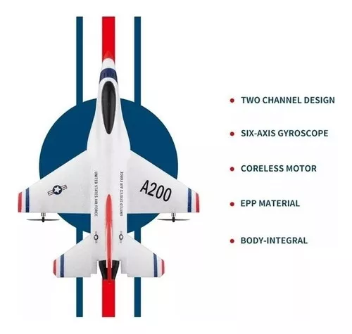 Avião de controle remoto, aeromodelo jato A200 f-16b - wltoys