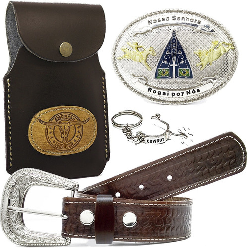 Cinto Cowboy + Fivela Nossa Senhora + Capinha Artesanal Luxo