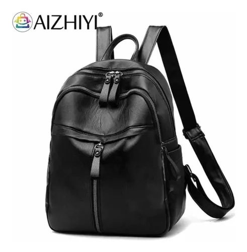 Mochila de cuero negro mujer sale