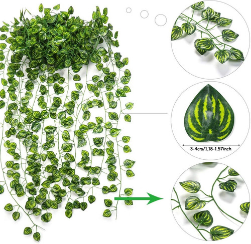 Imagen 2 de 7 de 24 Tiras Hiedra Planta Artificial Guirnalda De Vid Sintética
