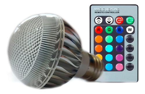 Lámpara Led Rgb Bulbo E27 Control Remoto Cambia De Color