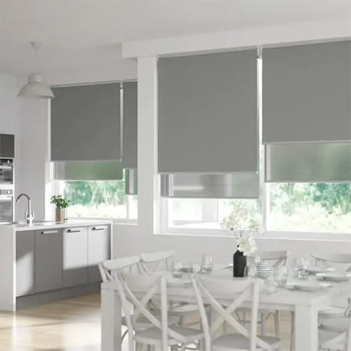 Cortina Roller Doble Blackout-sunscreen 6% 90x130 Cm Premium Gris