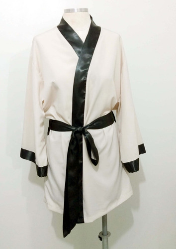 Kit Robe Bege Nude Com Shorts Doll Preto - Tamanho Gg