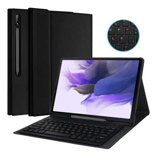 Funda Con Teclado Negro Para Tab Samsung S10 Plus Español