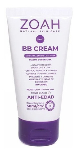 Crema Hidratante Bb Cream 5 En 1 Zoah