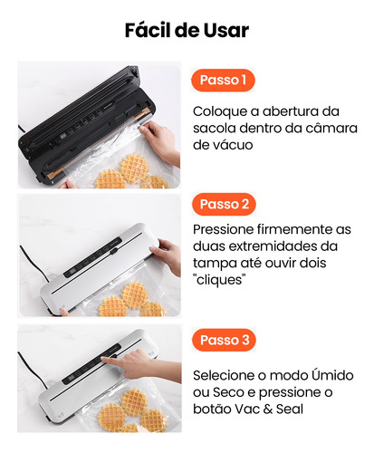 Seladora A Vácuo 6 Em 1 Com Cortador E 10 Sacos 220v