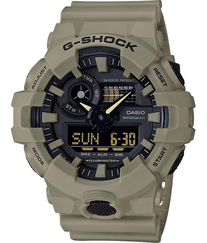 Reloj pulsera Casio GA-700UC con correa de resina color beige - fondo negro