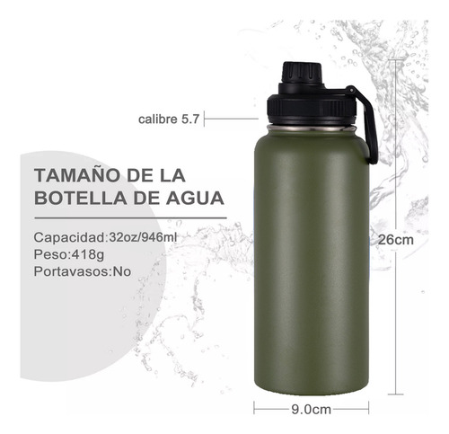 Termo Vaso Botella Acero Inoxidable Con Fría/caliente 32 Oz