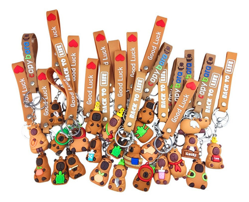 Chaveiro Casa Das Linhas Capivara Filó Kit 12u Marrom-claro