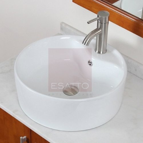 Lavabo de baño de sobreponer Esatto Econokit Rondó Satín blanco 