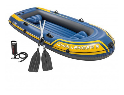 Bote Inflable Gomon Challenger 3 Set Inflador + Remos Intex 