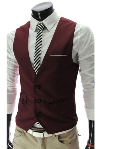 Chalecos De Traje Hombre Slim Color Sólido Solo Pecho