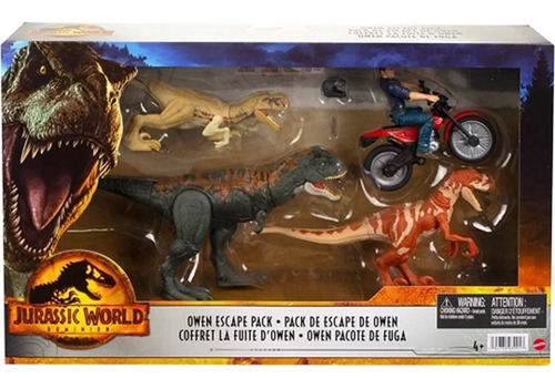 Conjunto Bonecos Jurassic World Owen Pacote De Fuga - Mattel