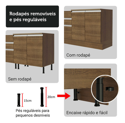 Armário De Cozinha Completa 549cm Rustic Glamy Madesa 01
