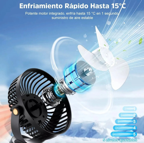 Ventilador De Mini Escritorio Portátil Recargable Con Luz