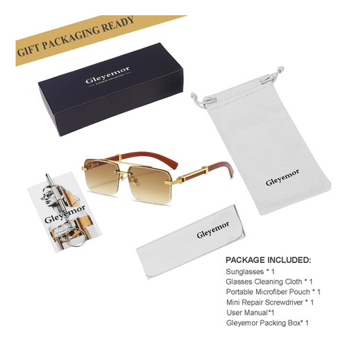 X Gafas De Sol Cuadradas Sin Montura Para Hombre, Modernas,