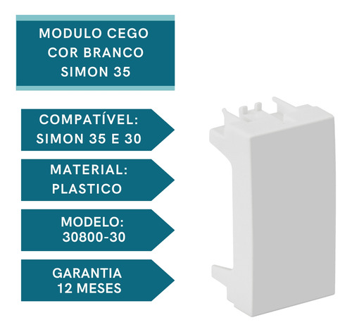 Kit 4 Módulos Cego Cor Branco Simon - S30/35