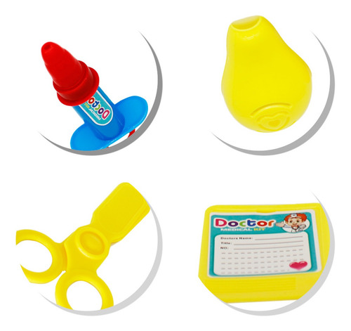 Imagem 6 de 7 de Kit Medico Infantil 6pç Estetoscópio Tesoura Seringa Mascara