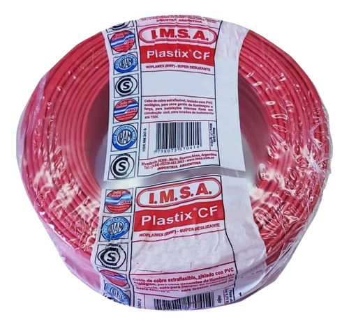 Cable Unipolar Imsa 4mm Corte X 50 M Normalizado Iram Rojo
