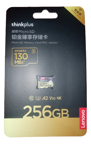Memoria Micro Sd Lenovo 256gb A2 V30 4k Uhd Alta Velocidad