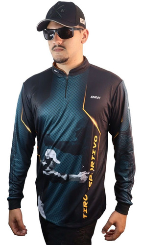 Imagem 2 de 7 de Camisa Tiro Esportivo Brk Azul Com Preto Com Fpu 50+