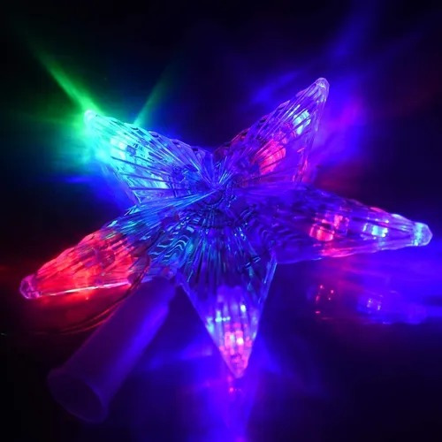 Estrella Navidad Puntal Para Arbol Led Luz Intermitente Transparente Estrella