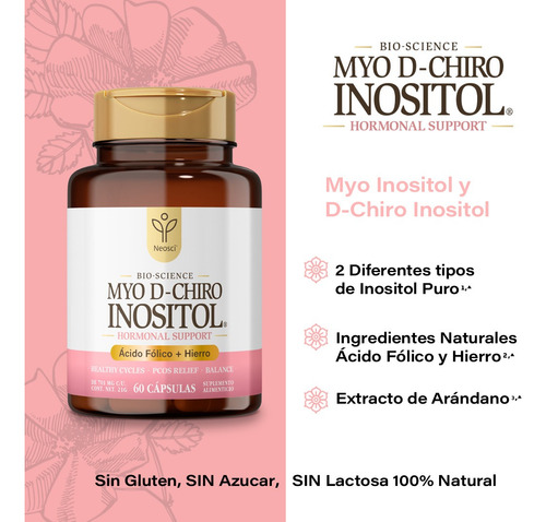 Myoinositol Y D-chiro 60 Caps Neosci® Sabor Sin sabor