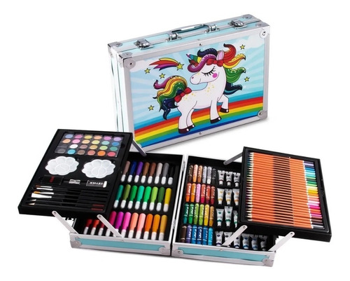 Set Arte Colores Crayones Plumones Acuarelas Maletin 145 Pzs