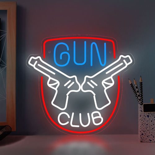 Letrero Led Con Luz De Neón Gun Club Para Decoración De Pare
