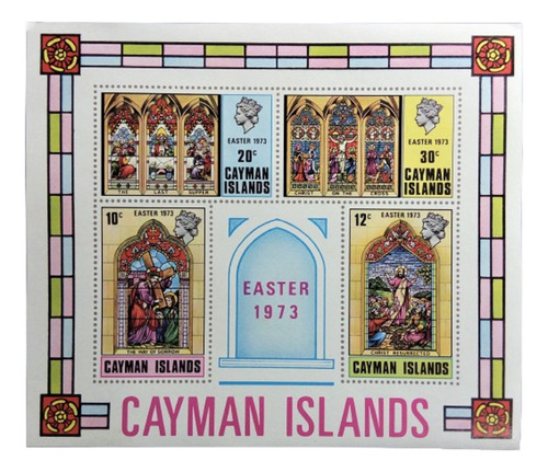 Islas Cayman Arte, Bloque Sc 313a Pascua 1973 Mint L16472