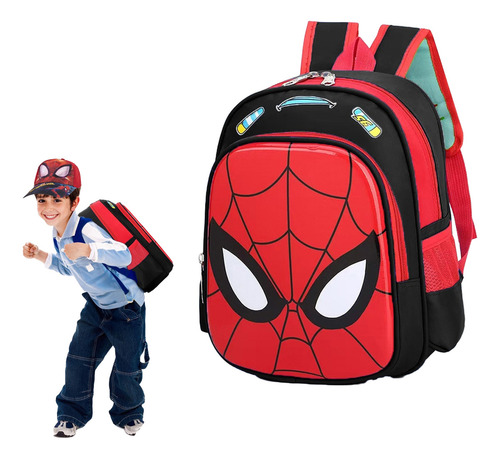Mochila Preescolar Spider Man 3d Dibujos Animados+sombrero