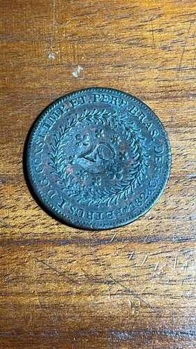 Moeda Cobre 80 Reis 1828 C Com Carimbo Cabano Sob