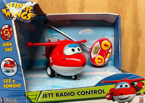 Controle remoto Super Wings Jett com luz e som, avião vermelho
