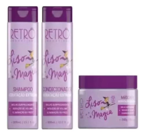 Kit Retrô Liso Magia - Shampoo + Cond. + Máscara 3x300ml