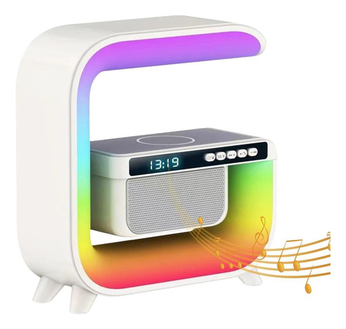 Reloj Despertador Con Parlante, Cargador Y Luces Led