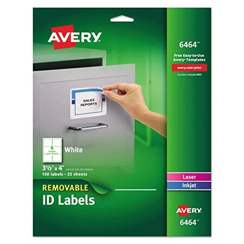 Avery Extraíble 3-1 / 3 X 4 Pulgadas En Blanco Id Labels 150