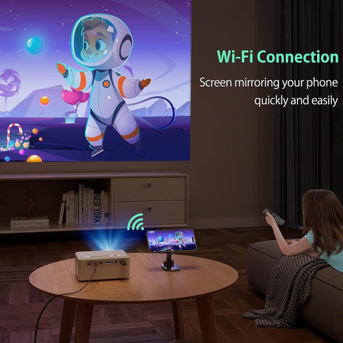 Mini Proyector Con Wifi Bluetooth, Proyector Portátil Full H